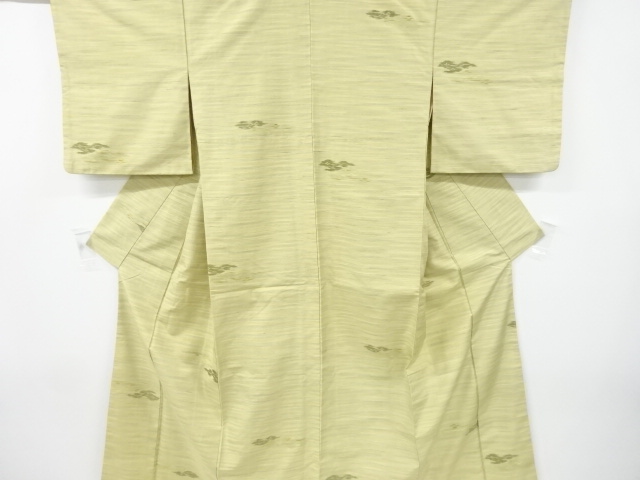 JAPANESE KIMONO / ANTIQUE KIMONO / SILK / TSUMUGI / WOVEN ABSTRACT PATTERN